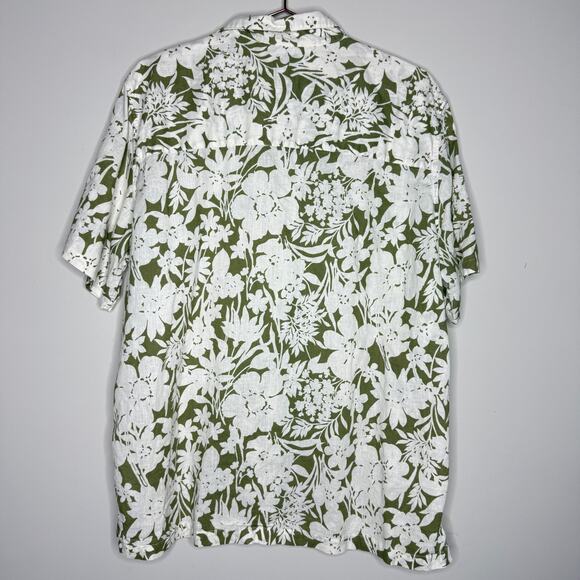 GAP Mens Linen Shirt XL Green Short Sleeve Pocket Camp Leisure Coastal Preppy - Picture 7 of 7